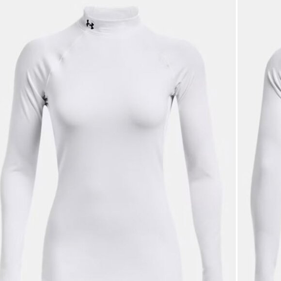 Womens Under Armour Cold Gear MockNeck Long Sleeve (White) - Size M - Picture 1 of 2